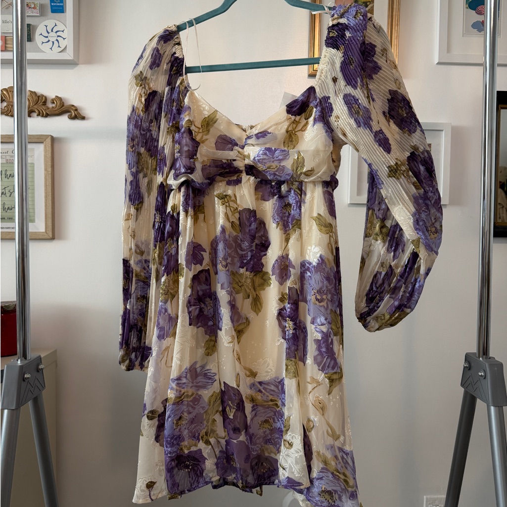 Lush Purple Floral Slip Dress On Cream